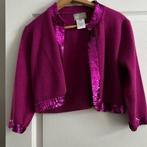 NWOT Fuschia cropped cardigan with sequins